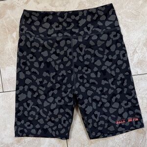Women’s High-Waist Black & Gray Leopard Bike Shorts